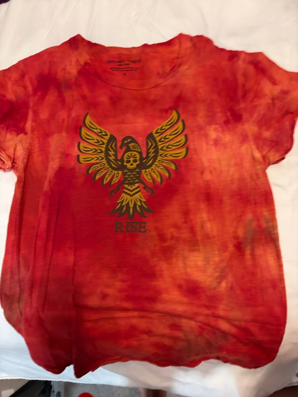 Red Tie-Dye Short Sleeve Tee with Eagle Graphic